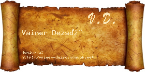 Vainer Dezső névjegykártya